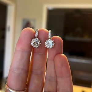 Sterling silver cubic zirconia drop earrings. Never worn.